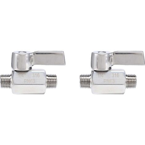 vannes à bille en acier inoxydable 316 - Mini vanne à bille mâle à filetage NPT 1/4 pouce (1/4 pouce mâle et mâle) (1/5)