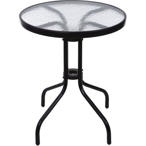 Gartentisch – 60 cm – gehärtetes Glas – Schwarz