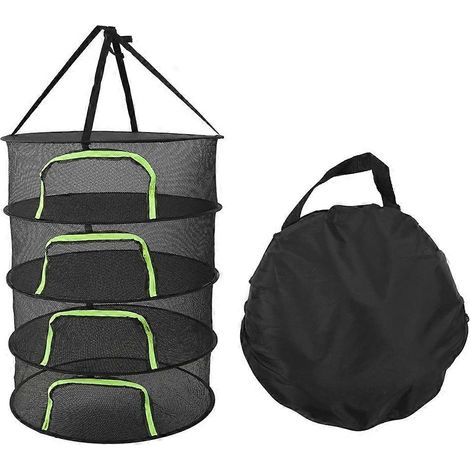 Séchoir pliable à herbes, panier suspendu, sac de séchage en maille pour fleurs, bourgeons et plantes - 4 niveaux (1/5)
