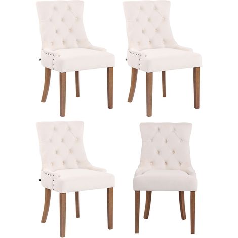 Set 4 poltrone pranzo Aberdeen in velluto crema antico chiaro