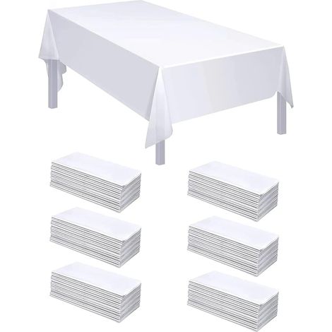 Lot de 20 Nappes Jetables Blanches 140 x 200 cm, Rectangulaires Imperméables pour Pique-Nique, Anniversaire, Banquet, Mariage (1/5)