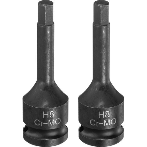 Embout Choc Hexagonaux H8(8mm) pour Douille 1/2" Acier CR-MO 2Pcs (1/5)