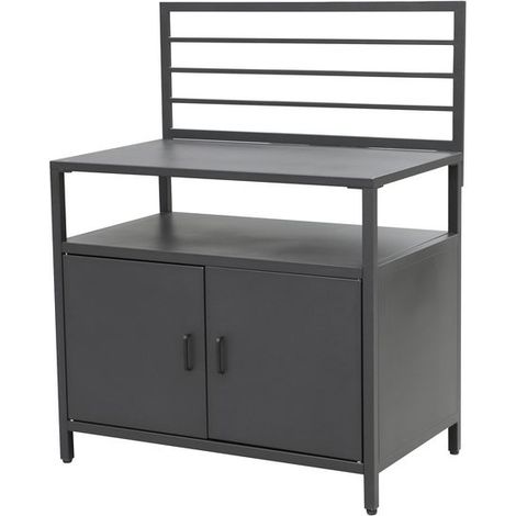 Barbecue Module de cuisine extérieur en aluminium verni avec armoire, plan de travail BBQ, 61,5x100x130 cm, gris anthracite Made in Italy (1/2)