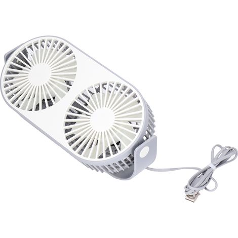 Ventilateur de Bureau USB Double Tête avec Rotation 360°, Faible Bruit et Grille de Sécurité, Ventilateur Mini pour Chambre et Maison (1/5)