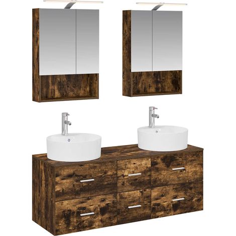 Bathroom Furniture Set 5 pcs Smoked Oak vidaXL (1/5)
