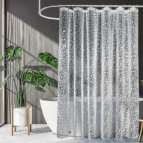 180x180cm Rideau De Douche Anti Moisissure - Eva Rideaux De Douche Semi-transparent, Impermeable & Antibacterien Avec 3 Aimants En Bas Et 8 Croche (1/5)