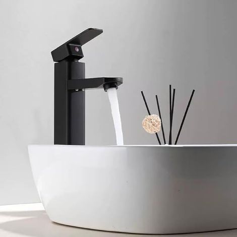 Heiß- und Kaltbadmischer aus Edelstahl mit geräuschloser Keramikrutsche, wassersparender Spültischmischer für Badezimmer, Waschbecken, kleine Küche (1/5)