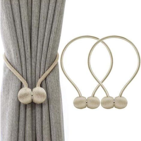 Magnetische Gardinenhalter, geflochtene magnetische Gardinenhalter, Schlaufen-Gardinenhalter (Beige) (1/4)