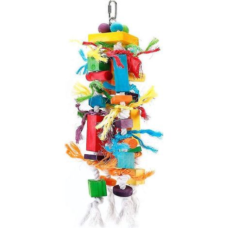 Jouet à mâcher pour cage à oiseaux, bloc de hamac en bois pour perruches ondulées, inséparables et cacatoès (1/4)