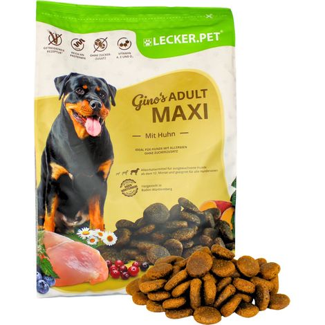4 kg de friandises.Pet® Gino's Adult Maxi au poulet Nourriture sèche pour chiens (1/5)