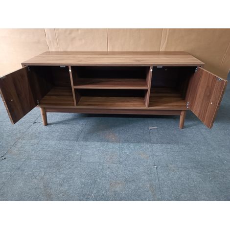 Meuble TV couleur noyer 110 cm pour téléviseur 32 à 45 pouces avec rangement et style moderne pour salon et chambre (1/5)