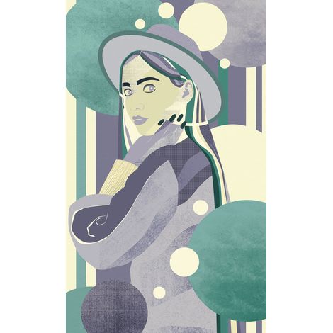 Papier peint panoramique romantique Chapeau Femme Couleur (1/5)