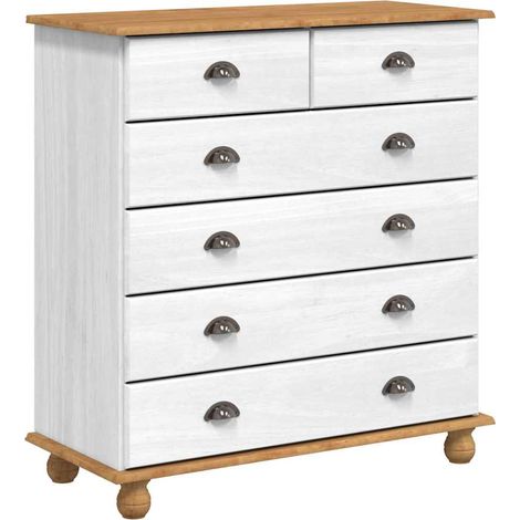 Maison Exclusive - Cassettiera ASKIM Bianco 91 x 40 x 95,5 cm Pino massello