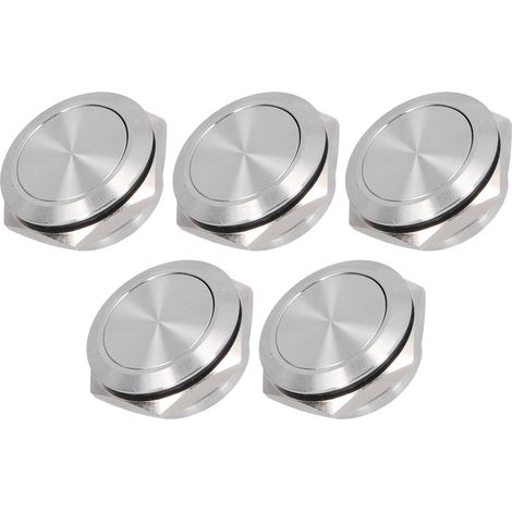 5Pcs Flat Top Button Switch Stainless Steel Waterproof Screw Terminal Power Accessories 0‑220V22mm