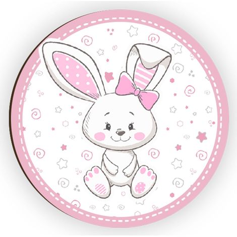 Lupia - Calamita, MAGNETI in Legno Set da 24 PEZZI D.4,5 cm CONIGLIETTA con decorazione stampata, segnaposto ricordino regalo, bomboniera confettata, pensierino Battesimo o evento (1/4)