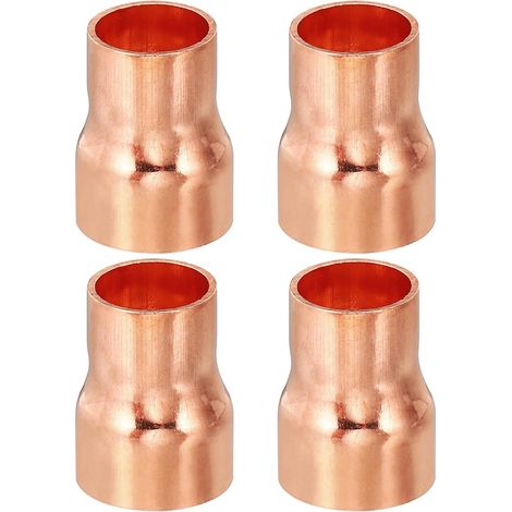 5/8" à 1/2" ID Réducteur de Cuivre, 4Pcs 99,9% Cuivre Pure Adaptateur de Connecteur de Tube de Raccord de Pression de Couplage Réducteur avec Connexion de Soudure à la Sueur (1/5)