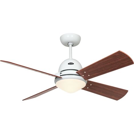 LIBECCIO 120/142, Ventilatore con Luce con Telecomando, CasaFan - Colore Pale: Rovere e Noce - Corpo: Bianco (1/3)
