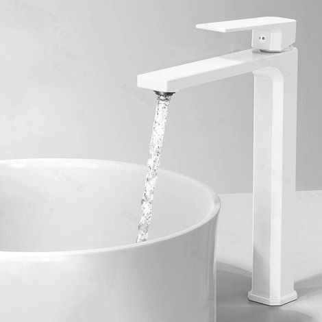 Robinet De Lavabo Haute Pression En Cuivre Épais Avec Tuyau De Raccordement Finition PVD Hydrofuge (1/4)