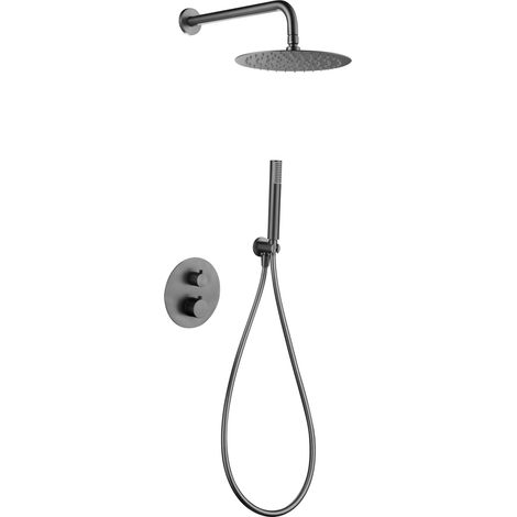 Imex - Columna Ducha Empotrada Termostatica Negra Serie Génova