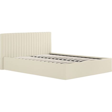 Berlin Ottoman King Size Bed Frame - Weave - L213 x W169 x H89 cm - Milk - Full Assembly Required