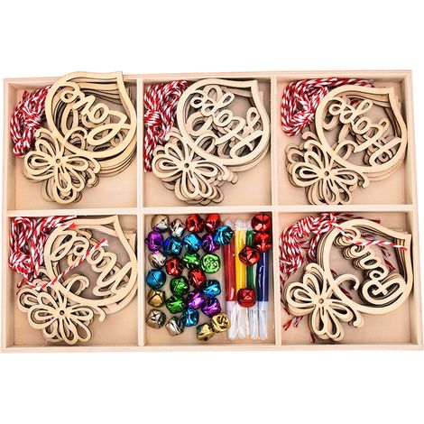 Lot de 30 ornements de Noël en bois, tranches naturelles DIY créatives, décorations artisanales pour maison (1/5)