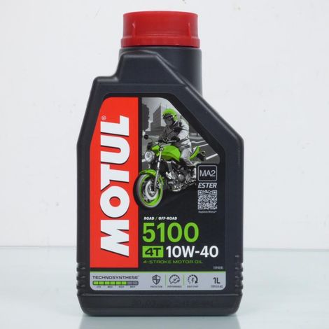 Huile moteur 4T Motul 5100 10W40 1L – Lubrifiant technosynthèse Ester – Résistance au cisaillement – Compatible pots catalytiques