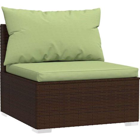 Maison Exclusive - Garten-Mittelsofa mit Kissen Braun Poly Rattan (1/5)