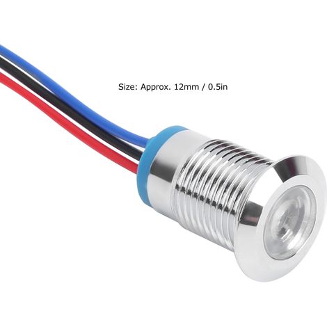 Quatre ensembles vendus ensemble, 12-24V, voyant LED bicolore étanche en métal de 12 mm (rouge et bleu). (1/5)