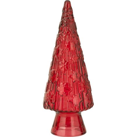 Sapin de Noël en Verre "Cône" 34cm Rouge