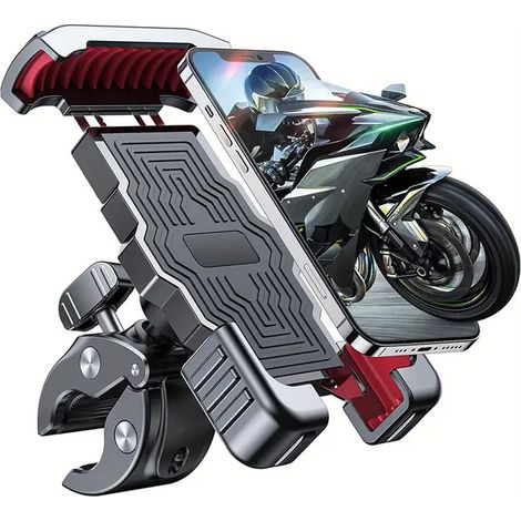 Supporto per telefono da bici, [1s Secure Lock] Supporto per telefono da moto con rotazione a 360°, supporto per telefono da bici per scooter elettrico/monopattino/mountain bike, compatibile con iPhon