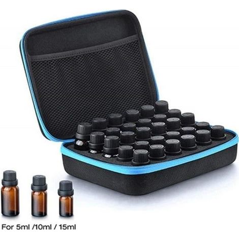 30 Fläschchen für ätherische Öle und Tragetasche, wasserdichte Aufbewahrungsbox für ätherische Öle mit Griff, blau (1/4)