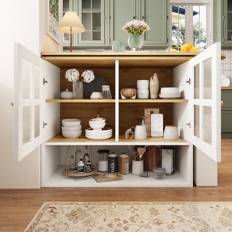 Étagère, 5 niveaux de rangement, avec porte, blanc, pour chambre, salon et repas, rangement ouvert, organisation maison