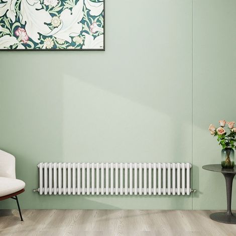 AICA 300x1460mm White Horizontal Traditional Radiator Cast Iron 3 Column Heating UK