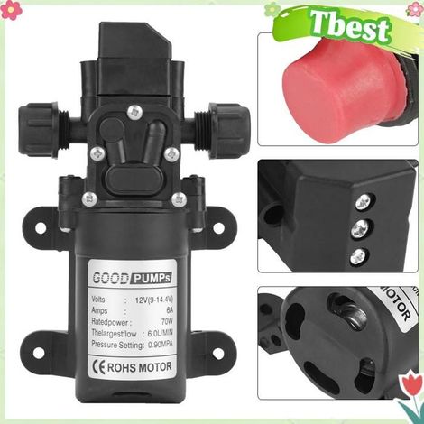 Pompe auto-amorçante à diaphragme haute pression, 12V DC, 0,9mpa, 6lmin, 70W, pour le pompage de l'eau (1/4)