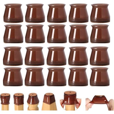 Lot de 20 protège-pieds de chaise marron - Protège-pieds de table et de chaise - Protège-pieds de tabouret - Marron - Protections de sol pour pieds de chaise - Protège-pieds de chaise avec coussinet e (1/5)