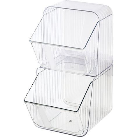 Organisateur de rangement en plastique transparent blanc pour snacks, sachets de thé, café instantané, cosmétiques et rouges à lèvres - Boîte de stockage alimentaire réutilisable taille unique. (1/5)