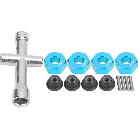 Adaptateur moyeu hex 12mm, épaisseur 6mm, écrous à collerette M4, clé croisée pour voiture RC 1/10 bleu (1/5)