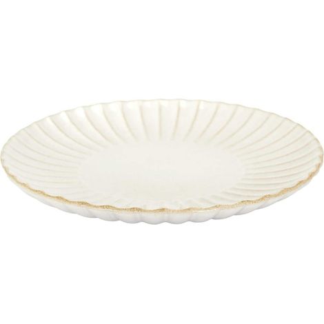 Assiette Élégante en Céramique Design Raffiné Beige (1/5)