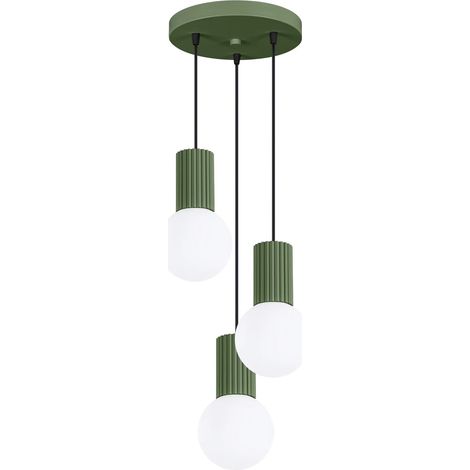 Lámpara colgante Mido verde, 3 luces (1/5)
