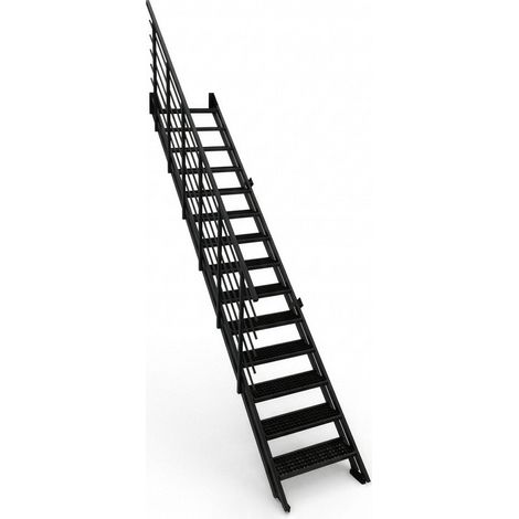 Minka Außentreppe Flex Grid Zink 345,2cm max. Geschosshöhe 14 Stufen