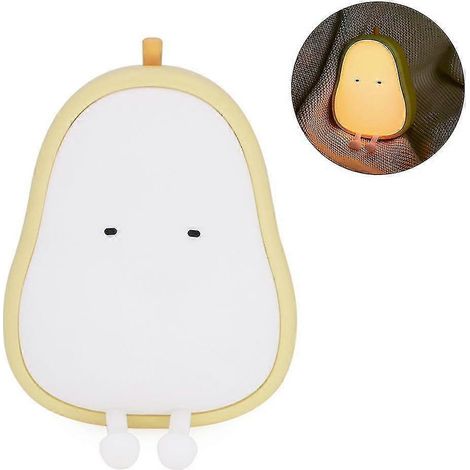Veilleuse pour enfants, lampe rechargeable USB, sans BPA, en ABS et silicone, idéale pour l'allaitement, couleur changeante, poire jaune