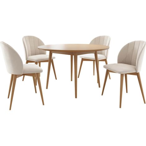 Conjunto de mesas y sillas para comedor Racine 127, Marrón, 75x0x0cm, Diámetro: 100, Número de asientos: 4, Estilo: Contemporary (1/5)