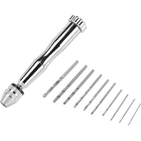 Mini-kit d'outils portables comprenant une petite perceuse à main et 10 forets hélicoïdaux de 0,8 à 3,0 mm (1/5)