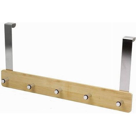 Trade Shop - Appendiabiti Per Porta In Metallo Legno Con 5 Posti Ganci Giacche Vestiti 79551 - (1/2)