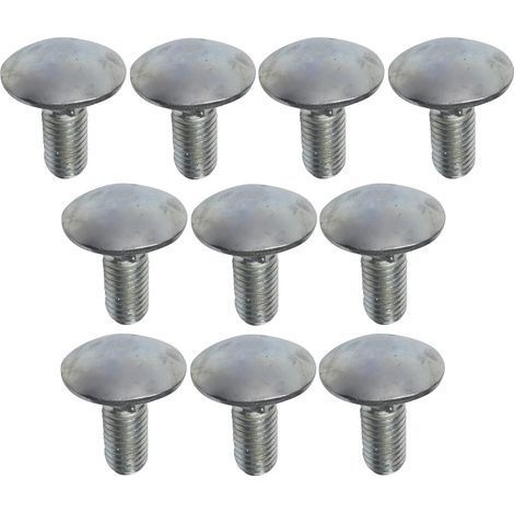 C49000 - Lot de 10 boulons de carrosserie/charrue à tête ronde à collet carré- M8x20mm - en acier zingué - DIN 603 (1/3)