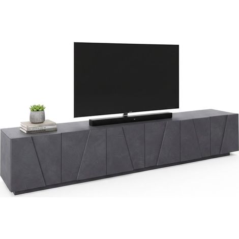 Dmora - Mobile porta TV Aemilor, Credenza bassa da soggiorno, Base porta televisione, 100% Made in Italy, cm 244x44h46, Ardesia