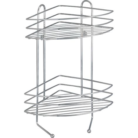 Wenko – Etagère d'angle salle de bains 2 niveaux – Rangement optimisé pour cosmétiques – Acier chromé – Dimensions 23x43x30.5cm