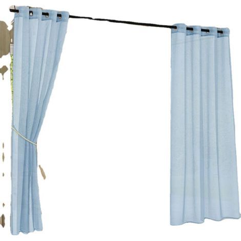Rideau voile extérieur polyester imperméable, pour terrasse et tonnelle, bleu fumé, poche cachée, 130×214 cm (1/5)