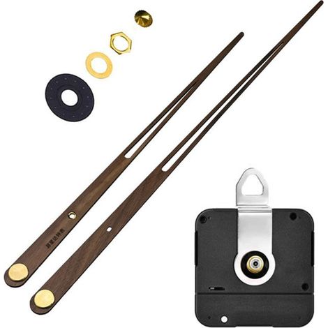 Mécanisme Mouvement Horloge Quartz Murale Grand Couple Longues Aiguilles Noyer Bois Bricolage 28mm (1/4)