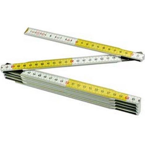 Doppiometro in legno bianco/giallo ce - mt.2 - 10 pz